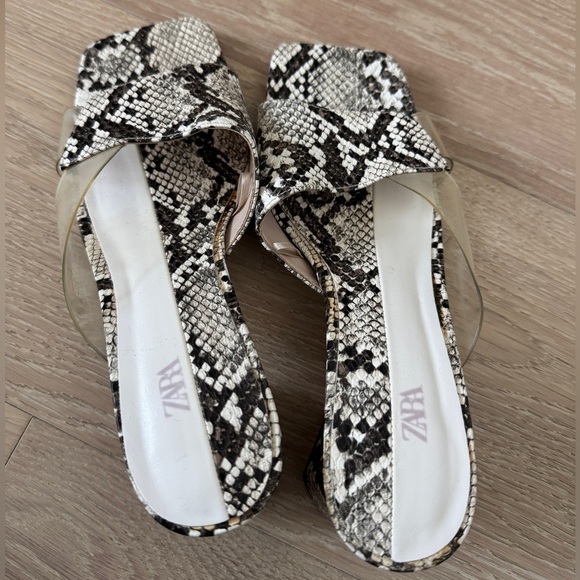 Zara Snake Print Chunky Mules - Picture 2 of 5